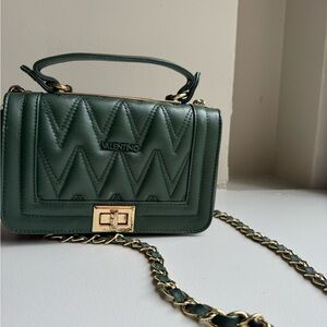 Mario Valentino Dark Green Quilted Crossbody Bag